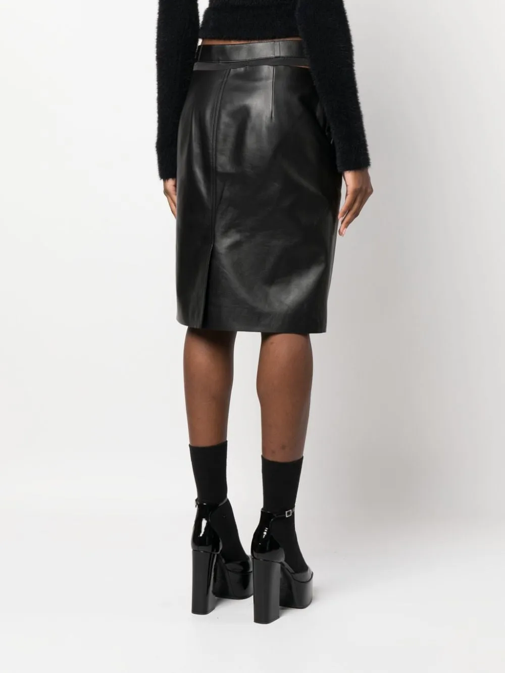 BLACK LEATHER SKIRT