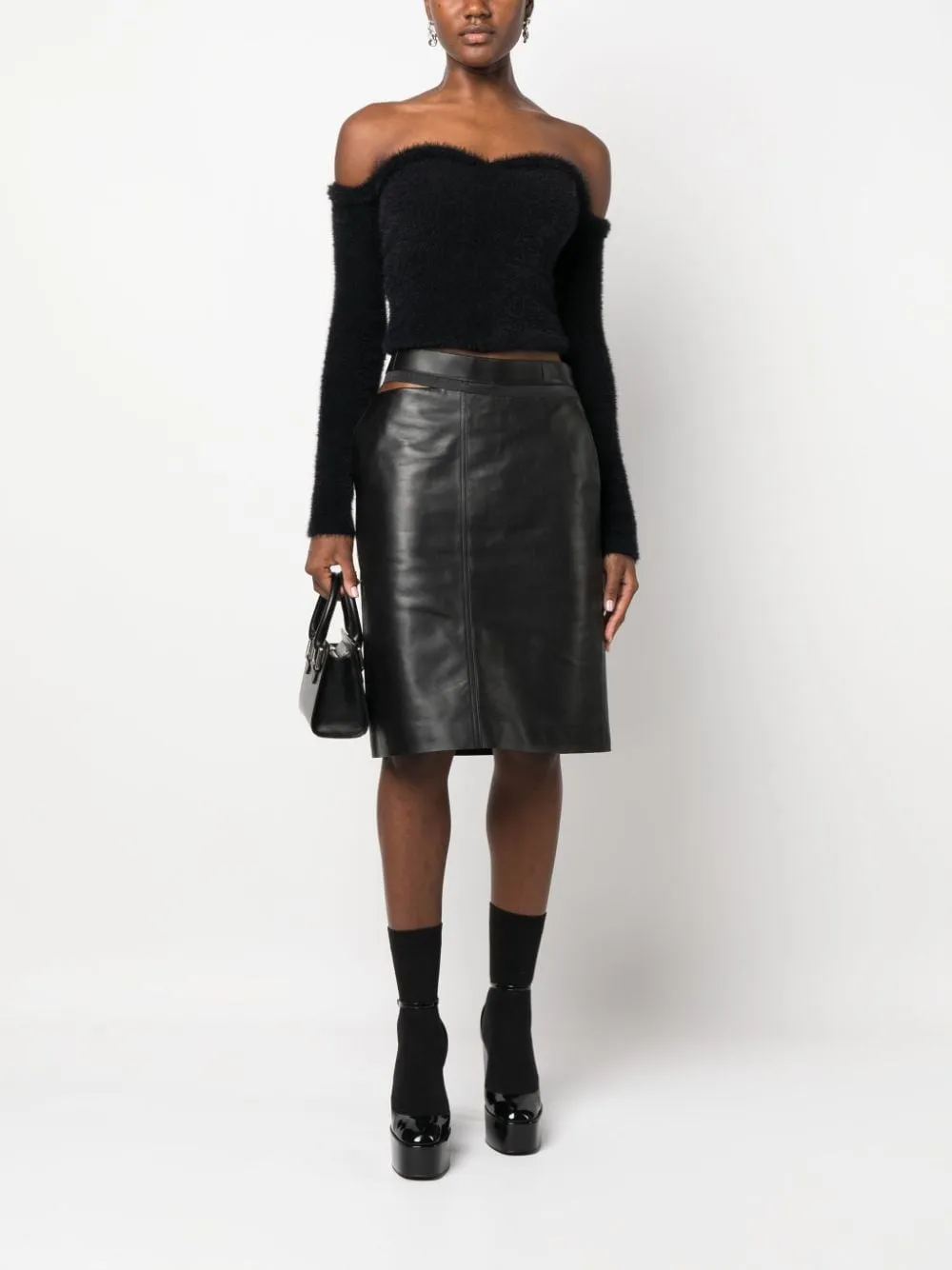 BLACK LEATHER SKIRT